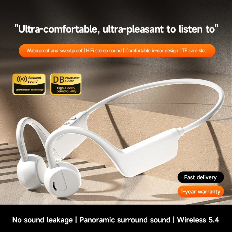 OnePlus Bone Conduction Headset Sport Headphone IPX8 Waterproof Bluetooth 5.4 Wireless Earphone Hands-free With Mic for Exercise