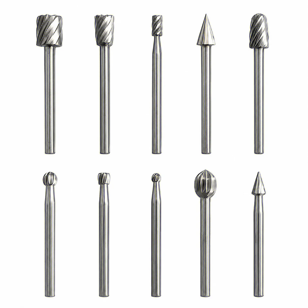10Pcs Wood Grinding Files, High Hardness Rotary Burrs, Heat Treated Polishing Bits for Electric Grinder Deburring Drilling Trimm