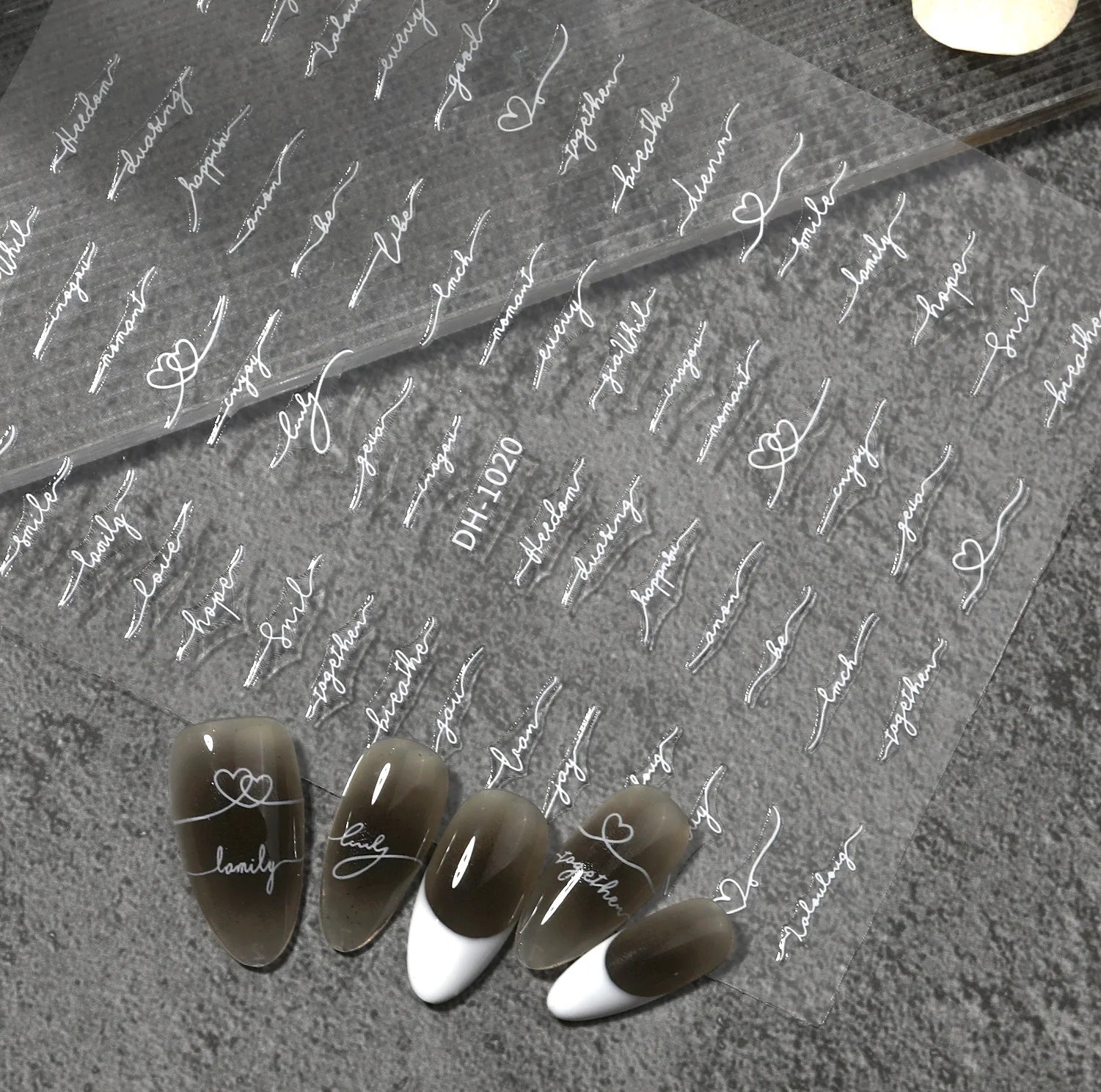 2pcs English Letter Vintage 3D Nail Art Stickers Love Letter Alphabet Vintage Gold Silver Black White Nail Decals DIY Manicures