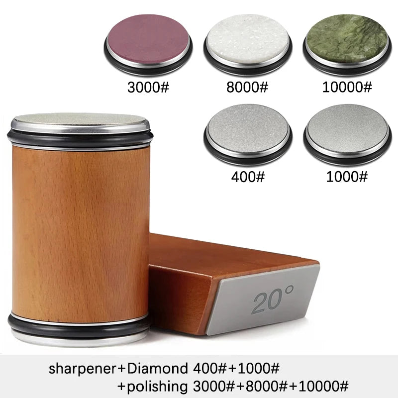 Rolling Knife Sharpener Magnetic Knife Holder Diamond Sharpening Stone Kit with 15 and 20 Degrees Angle Roller Kitchen Accessory