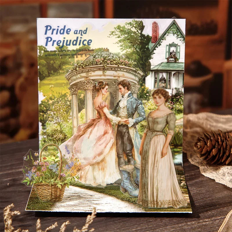 1pack/3pack Classic Literature Collection Handbook Series Literary Story Theme Sticker Book Character Collage 6 Designs