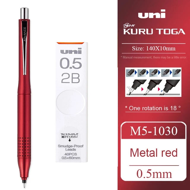 UNI ADVANCE Mechanical Pencil M5-1030 Metal Rod Low Center Gravity Kuru Toga Automatic Rotating Drawing Pencil 0.5mm Stationery