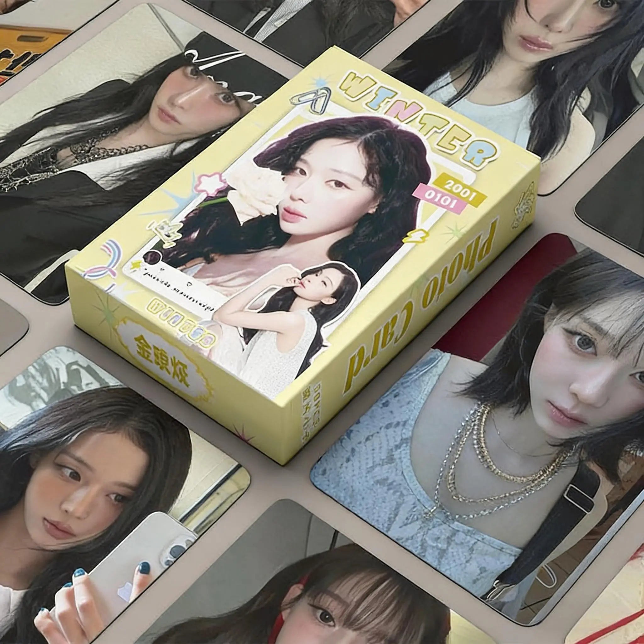 50Pcs/Set Kim Minjeong Laser Lomo Card Korean Star WINTER Mini Postcard HD Photocard Fans Collection Cards