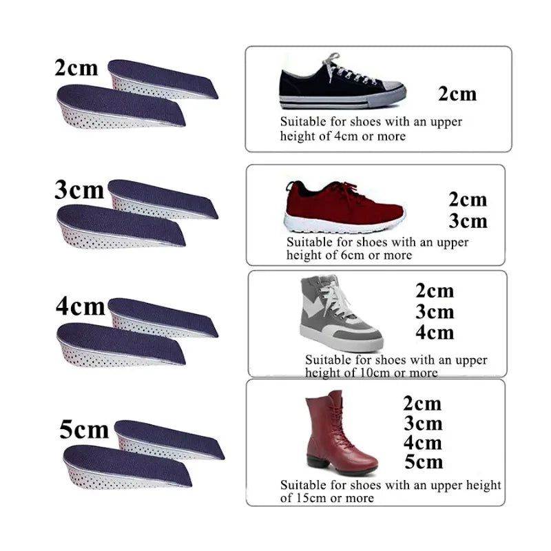 Half Shoe Insoles Heel Insert Sport Cushion Height Increase EVA Memory Foam Heel Lifting 2/3/4/5CM Taller Invisible Heighten Pad