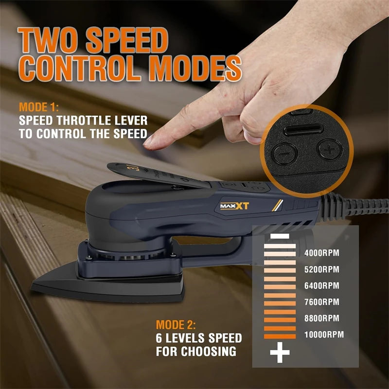 Maxxt Woodworking Floor Sander Machine Car Polishing Machine Electric Orbital Sanding Wall Grinding Machine with Triangle Pad