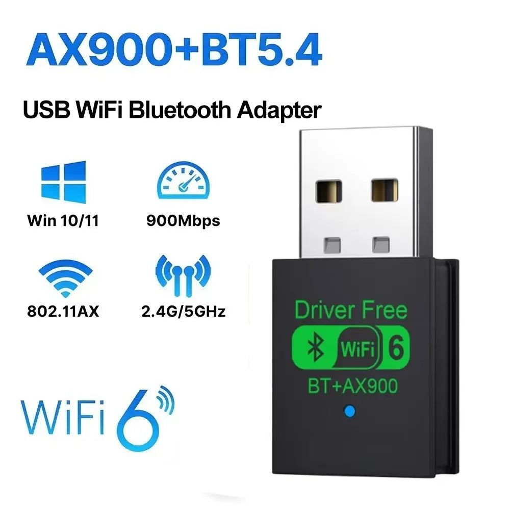 AX900 Wifi 6 Mini USB Dongle Network Card BT 5.4 Receiver Dongle For Win 10/11 PC Dual Band 2.4G/5Ghz