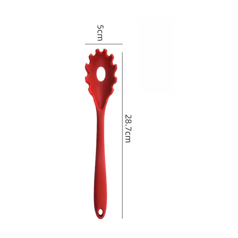 Silicone Pasta Noodle Colander Long Handle Spaghetti Spoon Noodle Scoop Colander Slot Spoon Nylon Drain Strainer Kitchen Gadget