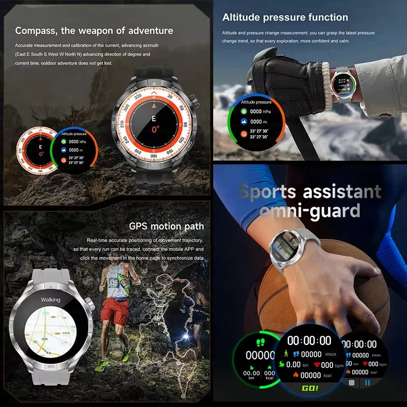 2026 New GH Style GPS Sport Compass SmartWatch Men 1.85" AMOLED HD Screen NFC IP68 Waterproof Bluetooth Call Smartbracelet Woman