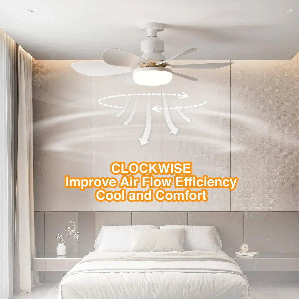 Cordless Light Socket Fan for Kitchen Bedroom Small Room LED Socket Fan Light with Remote Small Ceiling Fan with Light