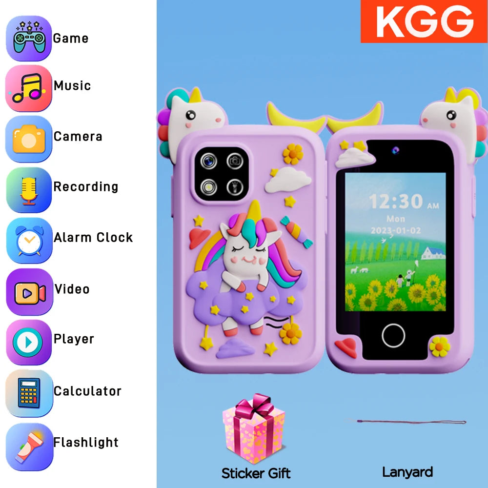 Kids Smart Phone Camera Toy Phone 40+ Games Touch Screen Learning Toy For 3-12 Year Old Boys Girls MP3 Player Birthday Gifts