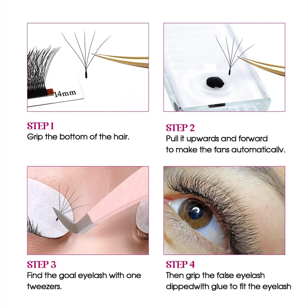 FADVAN Faux 5D W Shape Type Eyelash Extension 0.07mm C/D Curl Natural Mink Lashes Gradient Premade Volume Fan False Eyelashes