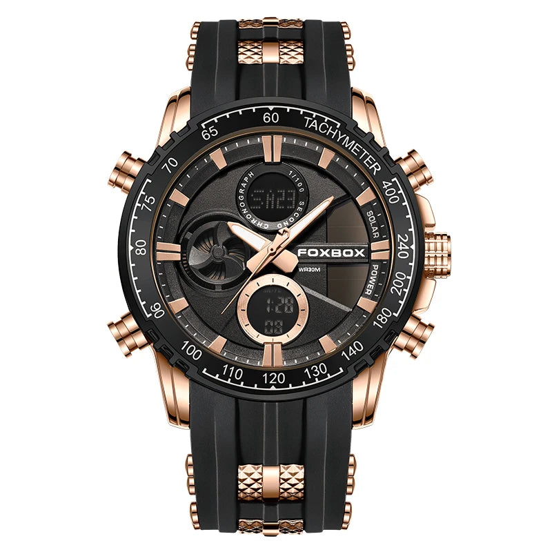 FOXBOX Men Luxury Watches Dual Display Watches Waterproof Mens Sport Wrist Watch Man Military Clock Male Stopwatch Reloj Hombre
