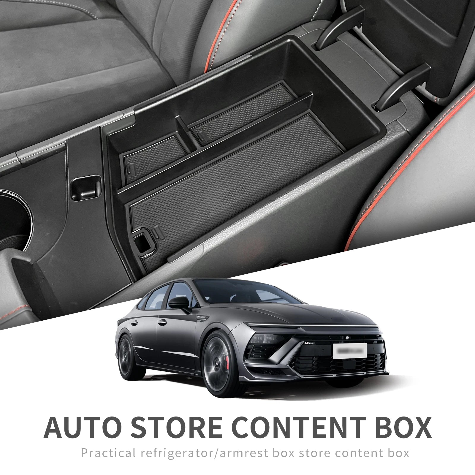 LUCKEASY for Hyundai Sonata 2024 N-line Center Console Armrest Storage Box Tray Left Rudder Organizer Accessories Tidying