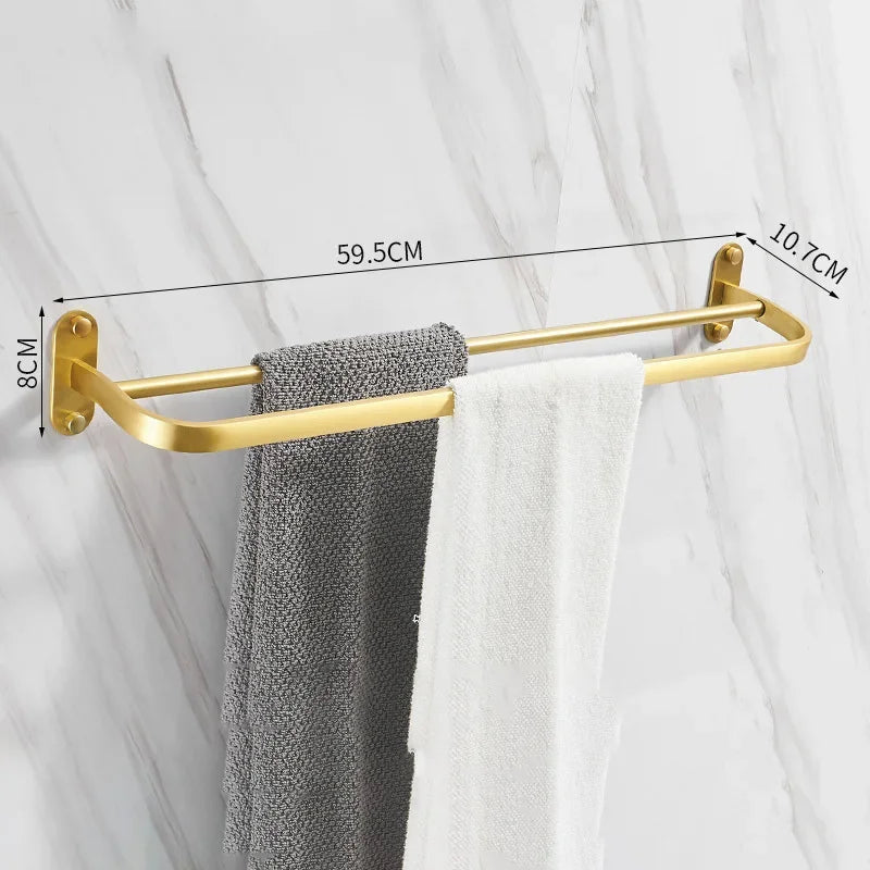 Bathroom accessories: brushed golden corner rack, towel rack, bathroom storage rack, bathroom hardware pendant bath accessories