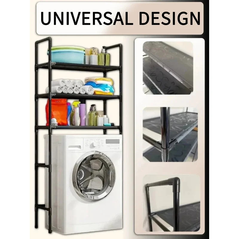 Bathroom Shelf On Toilet White Save Space With 3 Shelves Waterproof Storage Shelf Height Adjustable Legs Washing Machine Shelf