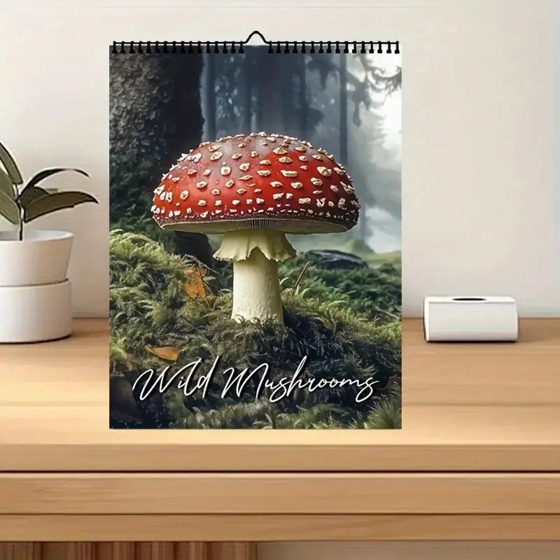 2026 Wild Mushroom Calendar - Red and white spotted mushroom，Including January to December and holidays