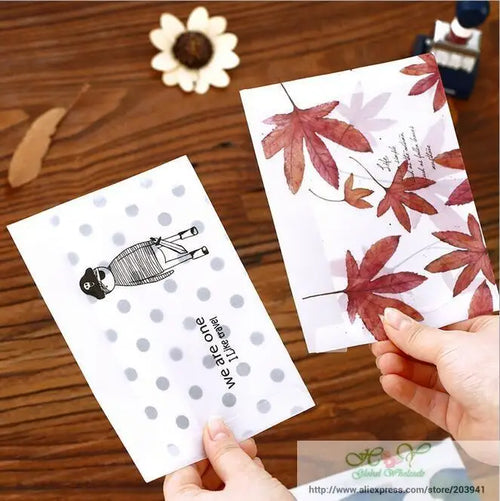 20pcs/lot 16*11cm sulfuric acid paper envelope leaves pattern transparent window envelope for greeting cards cover