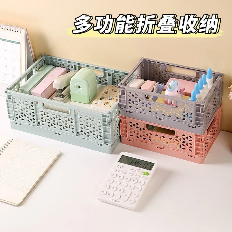 New Arrival Foldable plastic storage basket, desktop stackable storage basket, snack storage box, living room storage box