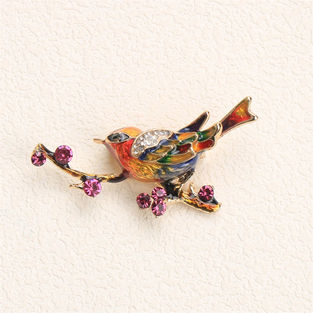 Women New Trendy Brooch Extra-Large Rhinestone Peacock Animal Bird Dog Conch Enamel Pin Jacket Jewelry Accessory