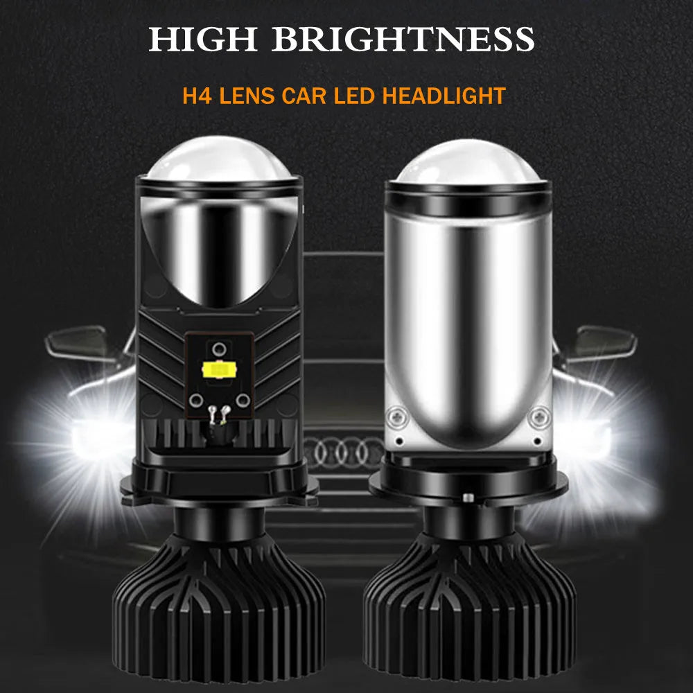 Turbo Fan H4 LED Headlights Car H4 Mini Projector Lens 6000K Super Bright 20000LM High Low Beam Auto LED Lights Car Light Lamp