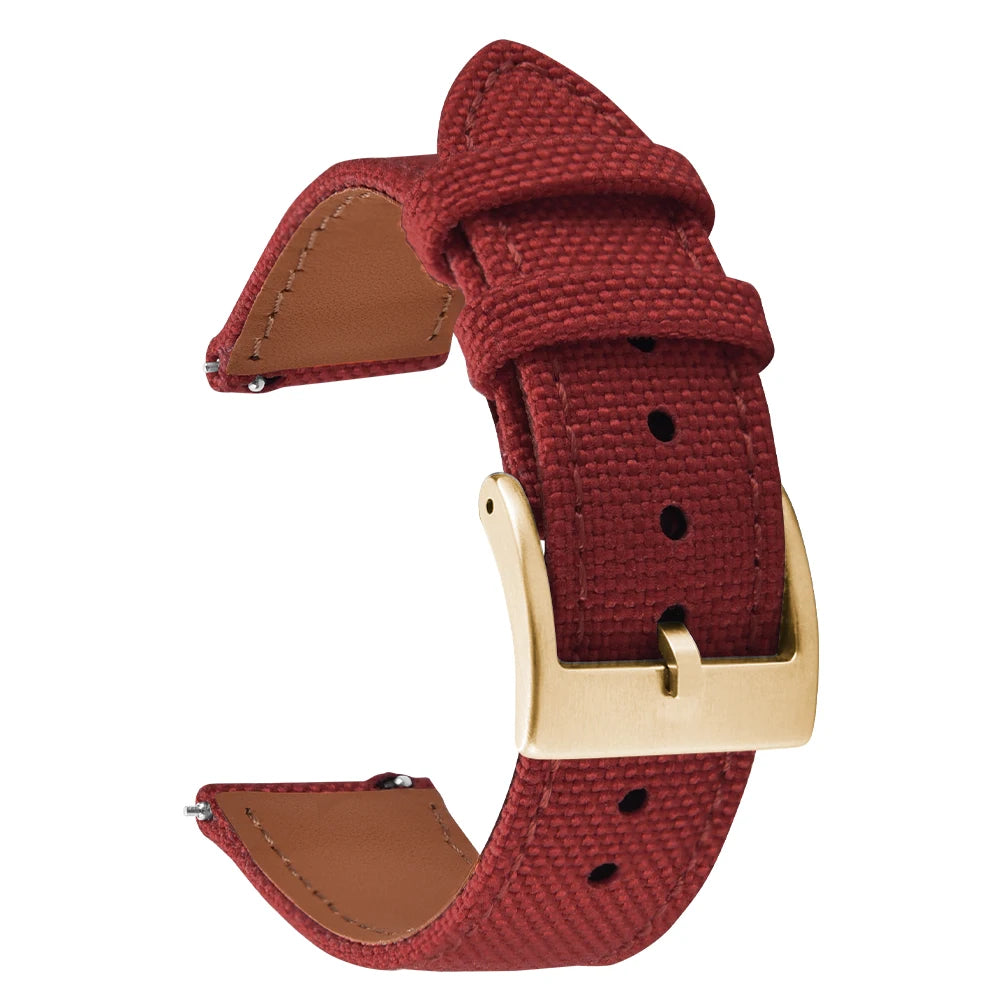 18mm 20mm 22mm Nylon Watch Strap Two-Sided Leather and Sailcloth Watch bands Quick Release Wristbands Sport Belt for Men Women