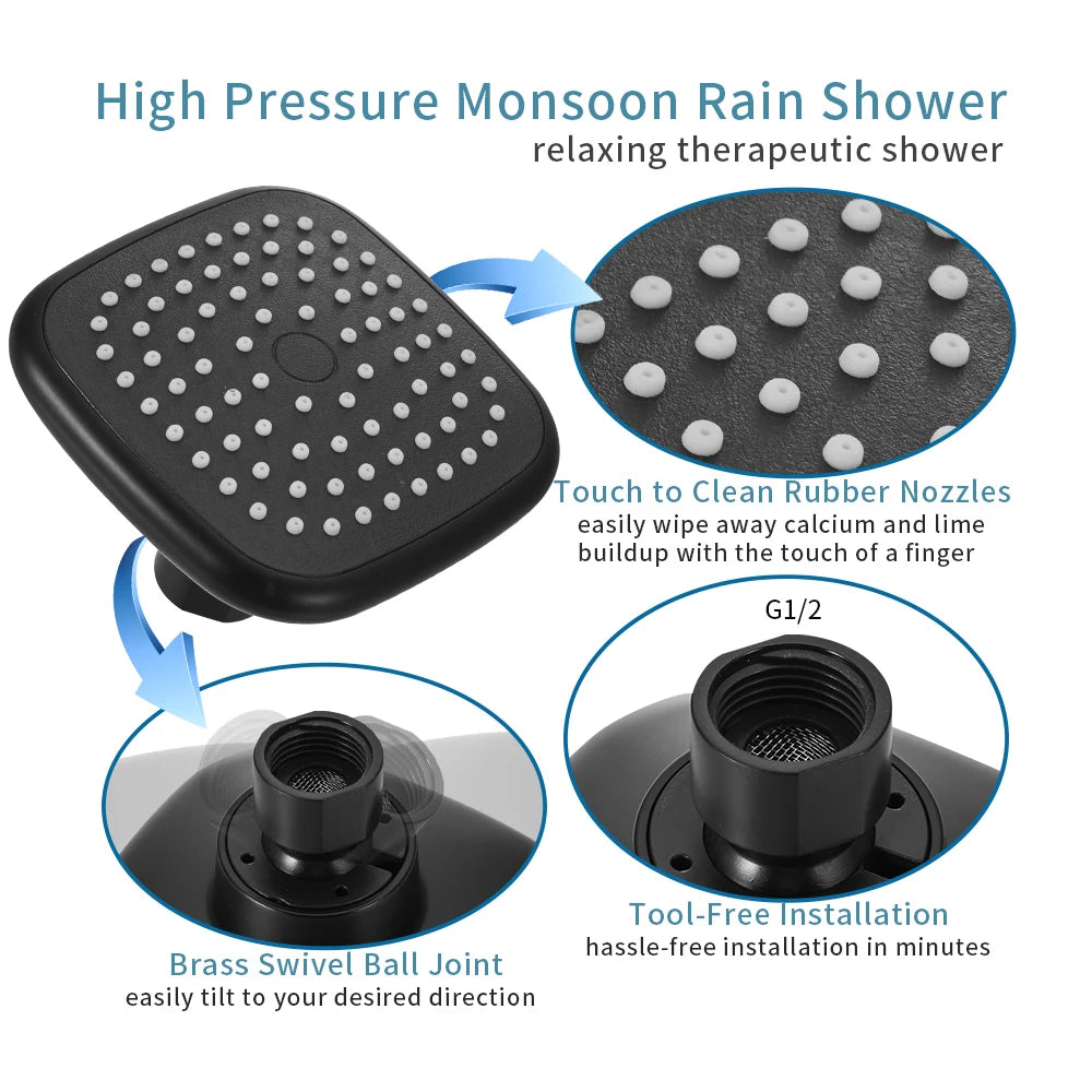 High Pressure Shower Head, Bathroom Powerful Shower Head with Strong Spray, Universal Fit Works with High and Low Water Flow