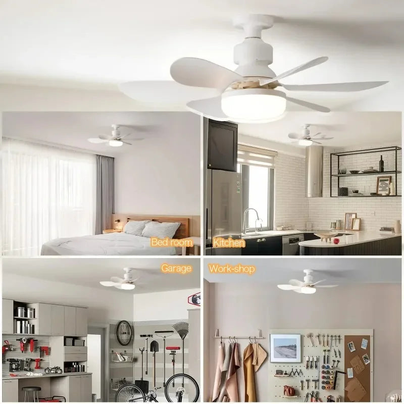 LED 30W Ceiling Fan Light E27 with Remote Control for Dimming Suitable for Living Room Study Household Use 85-265V