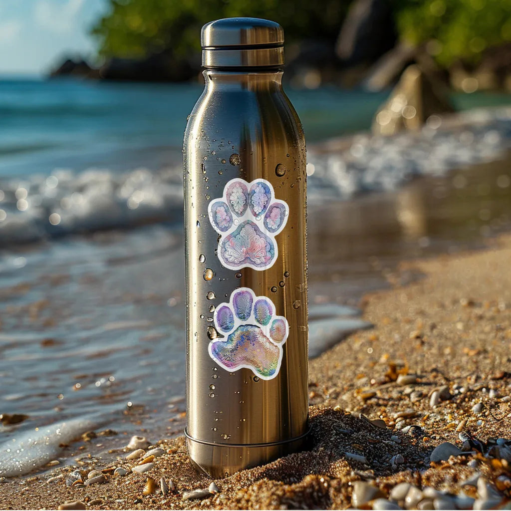 50PCS Watercolor Paw Print Graffiti Stickers - Cartoon Cat Footprint Decor for Water Cup & More RecordingYourLife Store