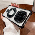 For Redmi Note 15 Pro and Note 15 Pro Plus Case Magnetic Holder Plating Airbag Transparent Camera Protection Shockproof Cover