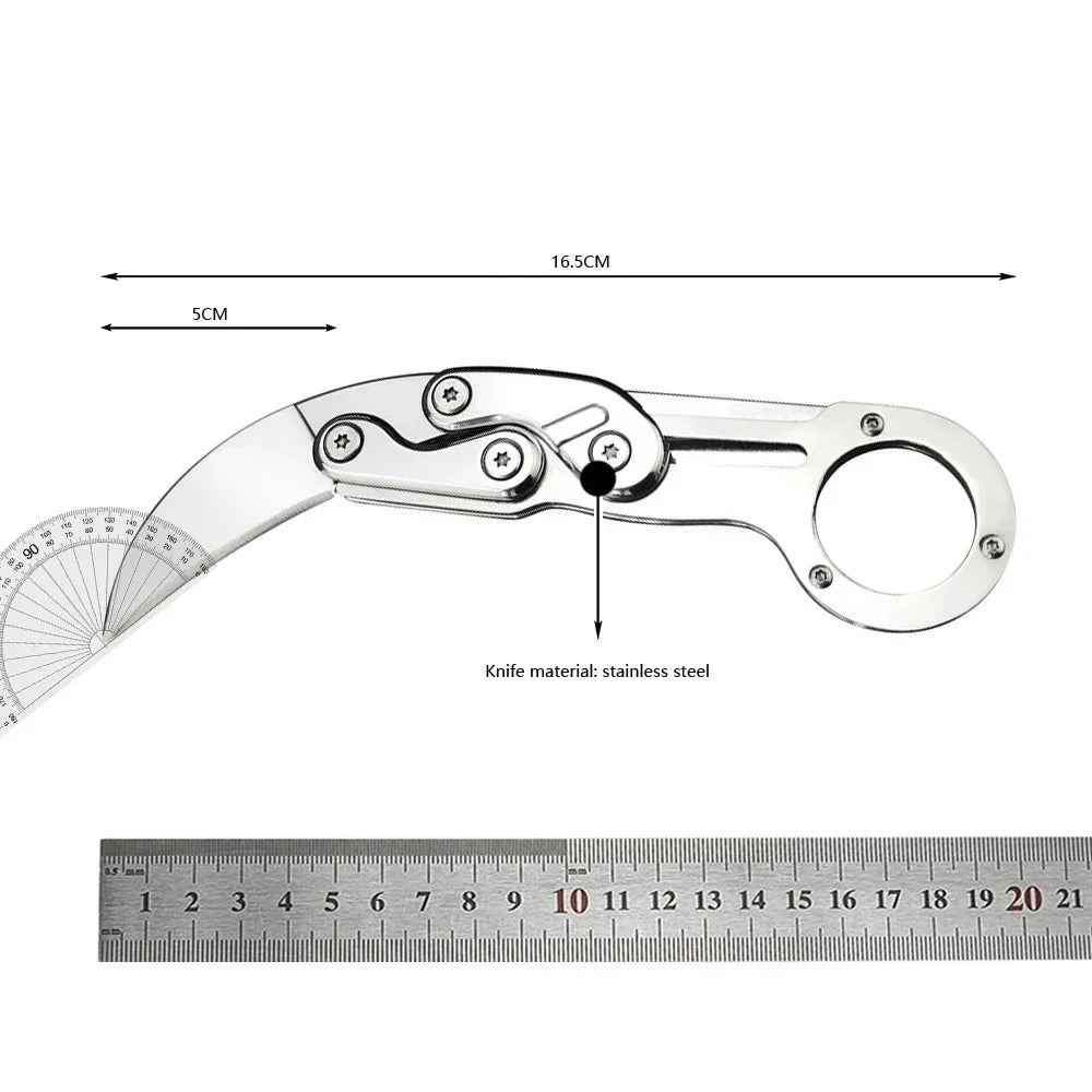 All-steel Folding Knife Multifunctional Outdoor EDC Gift for Men Black Silver Tools