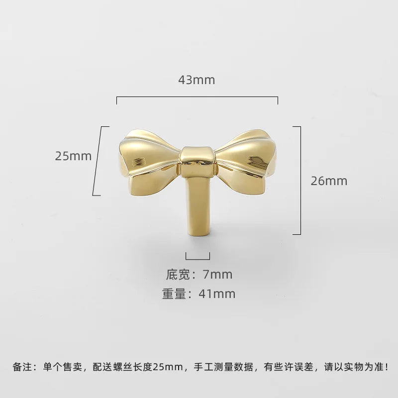Pure Copper Furniture Handle Drawer Knob Solid Bow Shape Cabinet Door Cupboard Wardrobe Handles Door Pulls Hardware Diy