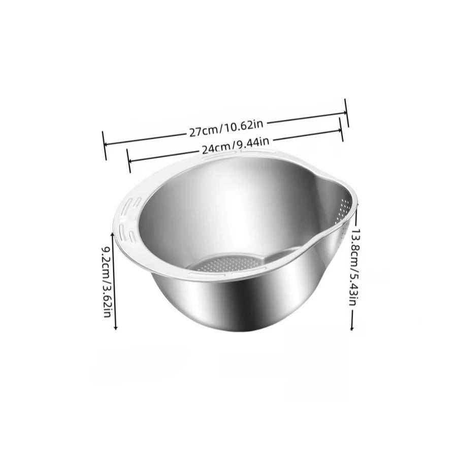 Rice Washer Strainer Bowl Stainless Steel Rice Washing Bowl Rice Sieve Colander Fruit And Vegetable Strainer Kitchen Tools