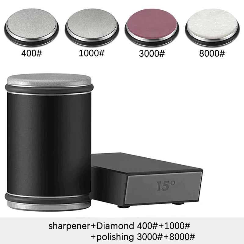 Rolling Knife Sharpener Magnetic Knife Holder Diamond Sharpening Stone Kit with 15 and 20 Degrees Angle Roller Kitchen Accessory