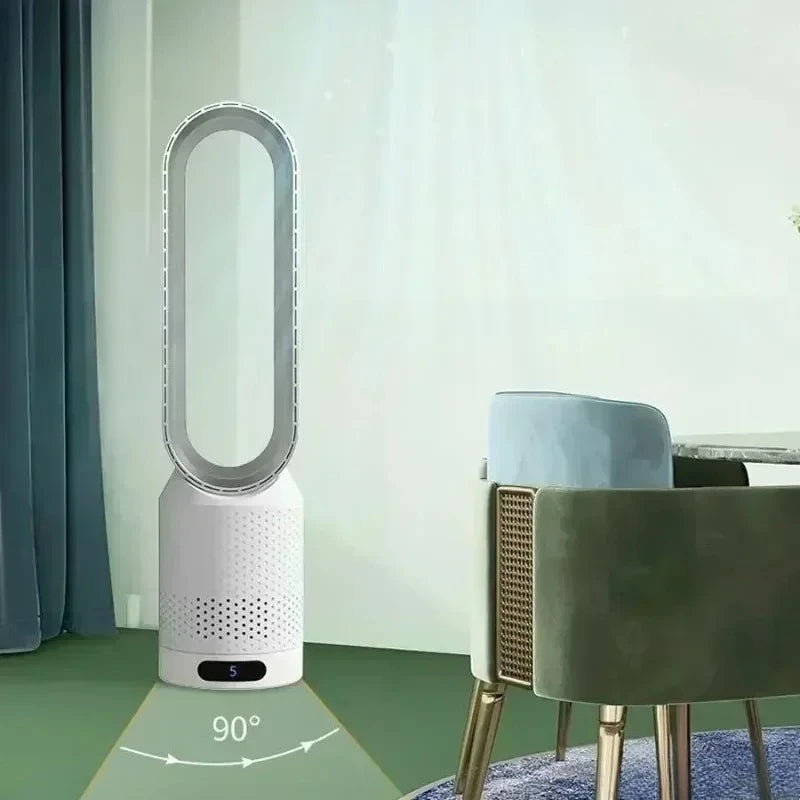 Smart Bladeless Tower Fan 8 Speed Settings Intelligent Timer 90° Oscillating Remote Control Quiet Air Circulator for Home Office