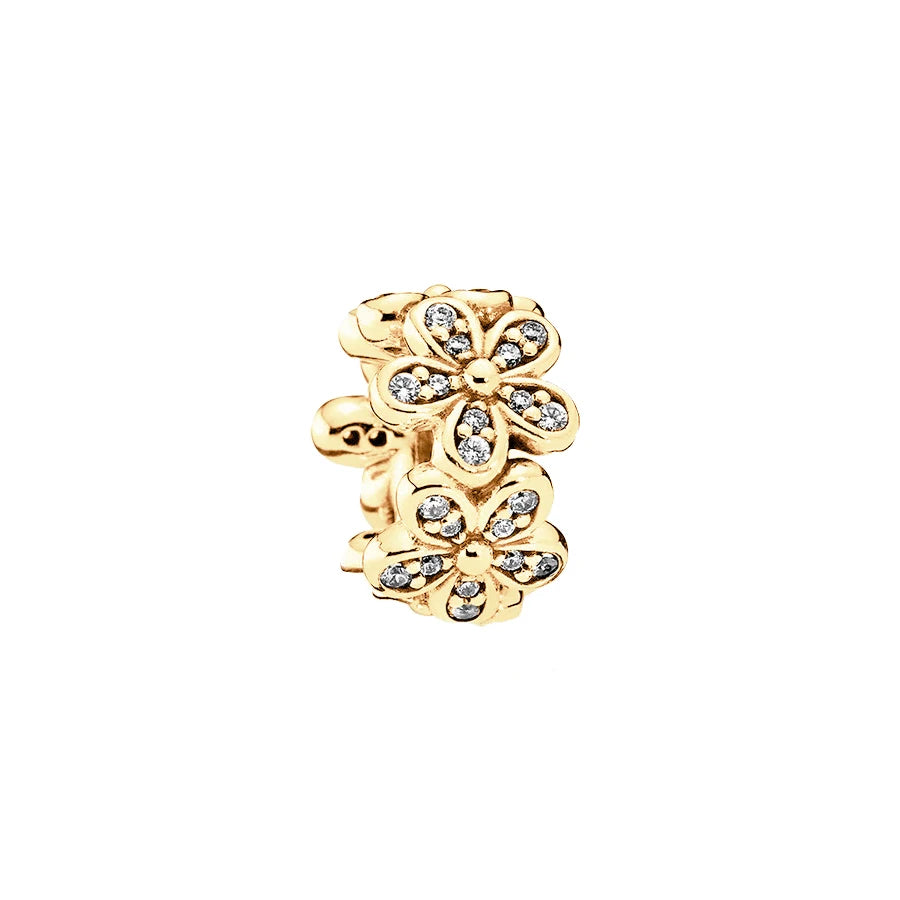 Gold Plated CZ Charms Fit Original Bracelet 925 Sterling Silver Core Heart Star Flower Dangle Beads Luxury DIY Jewelry Gift
