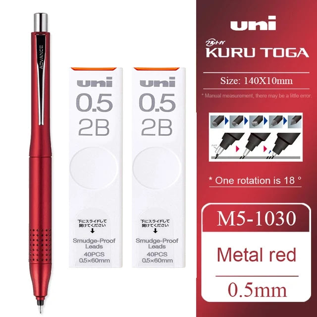 UNI ADVANCE Mechanical Pencil M5-1030 Metal Rod Low Center Gravity Kuru Toga Automatic Rotating Drawing Pencil 0.5mm Stationery
