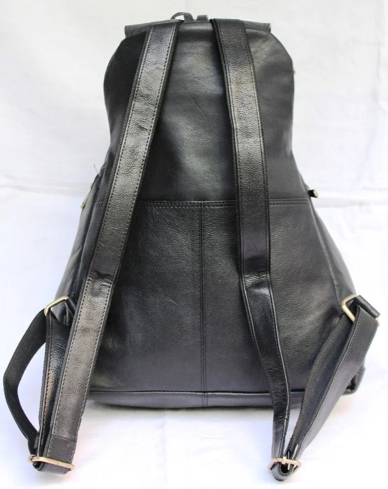 Factory Wholesale Custom Logo 100% Genuine Leather Daily Uses Outdoor Backpack Vintage Black Color 100% Genuine Leather Backpack