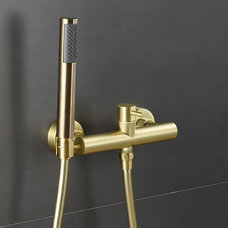 Rose Gold Bathroom Shower Faucet Set Wall Mounted Brush Gold Shower Faucet Black Bathroom Cold And Hot Bath And Shower Mixer Tap