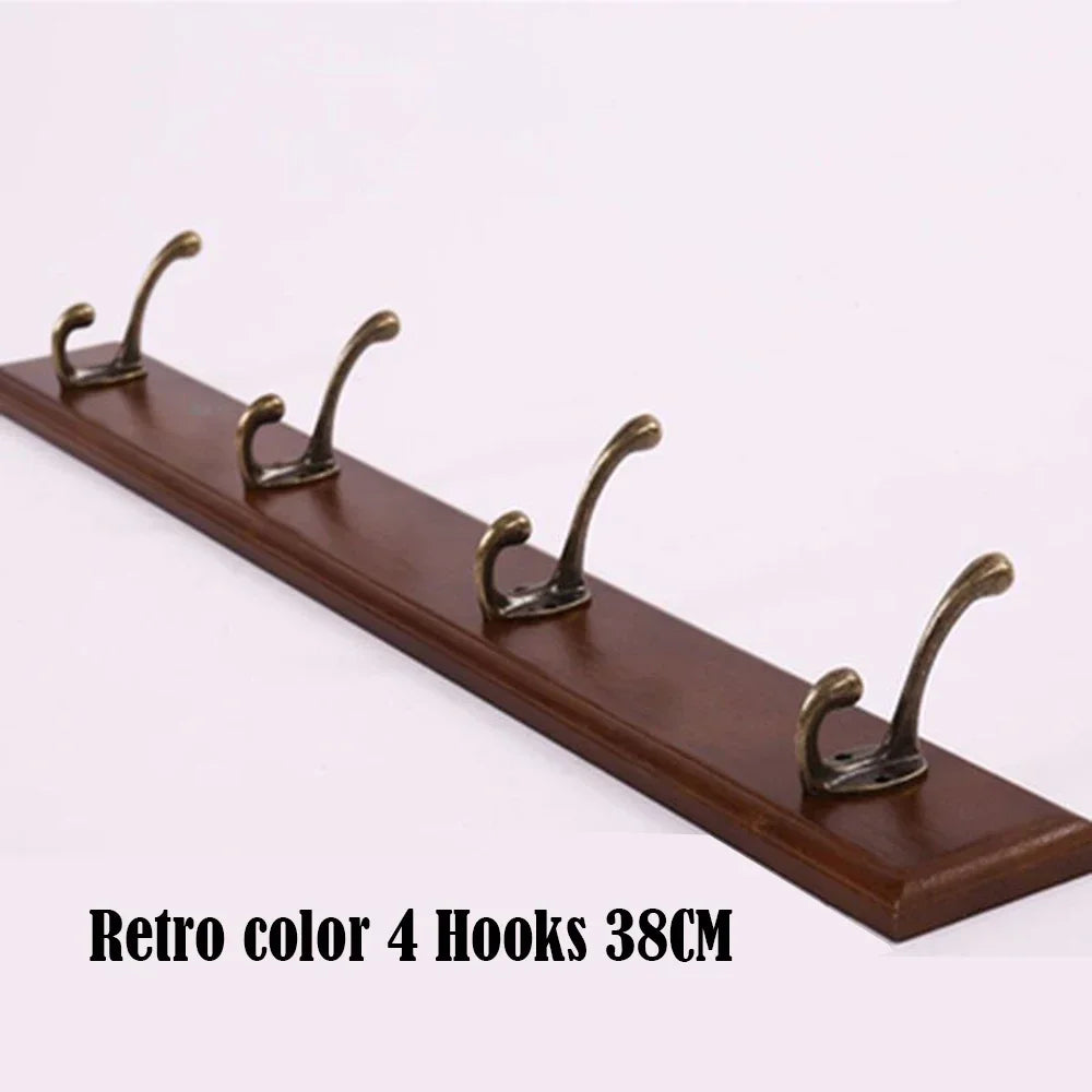 Wall Mounted Solid Wood Coat Rack with Hooks Space Saving Closet Organizer for Hats Jackets Entrance Hallway Decor Furniture