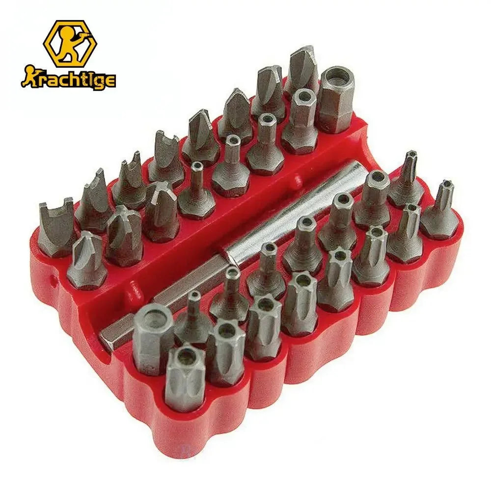 Krachtige 33Pcs 1/4" 6.35mm Magnetic Holder Drill Tools Screws Security Tamper Proof Spanner Star Hex Torx Wing Screwdriver Bits