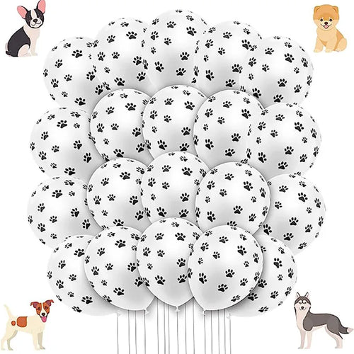 20pcs White Pets Dog Paw Latex Balloons Animal Theme Party Decor Kids Classic Toys Globos Helium Air Inflatable Balls Supply