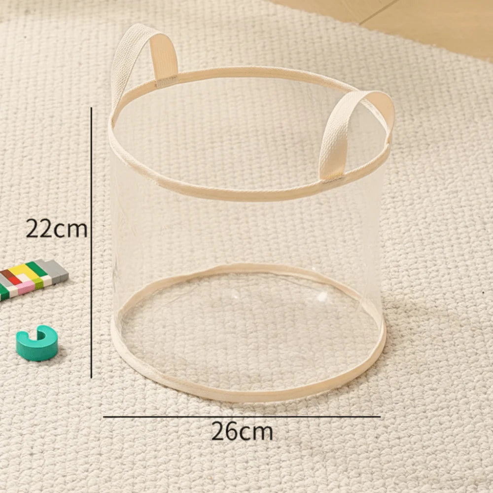 New PVC Doll Storage Basket Transparent Large-capacity Organizer Space Saving with Handle Storage Bucket Household Use