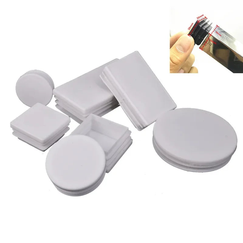 10pcs White square plastic pipe plug round cap tube end inner plug Furniture Leg Blanking hole dust cover Feet Protector  ﻿