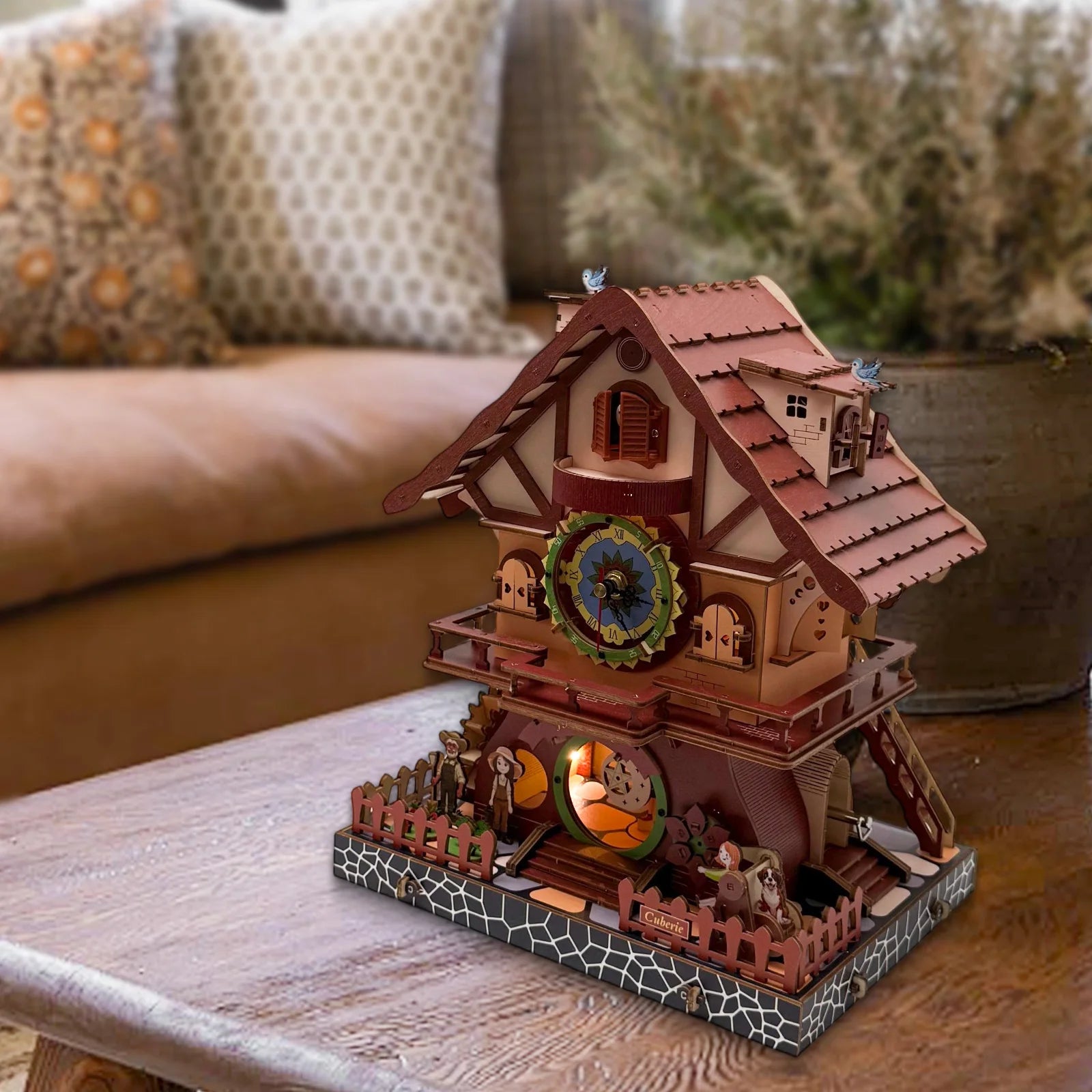 Cuberie 3D Wooden Puzzles for Adults, Cuckoo Wooden Clock kit 3-D Puzzles - DIY Mechanical Wood Model Building Project for Adult