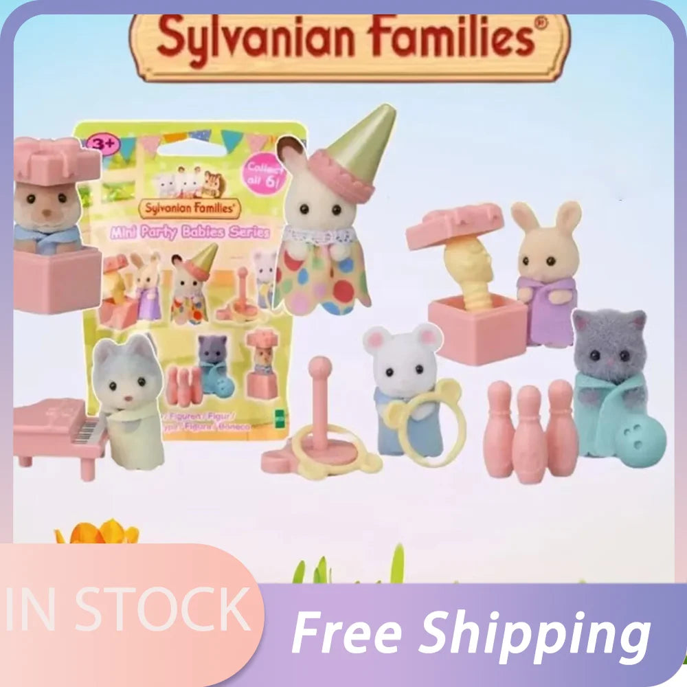 in stock Sylvanian Families Toys Girl Toy Kitchens Mini Baby Party Blind Bags Dolls for Girls Miniature Food Children's Kitchen