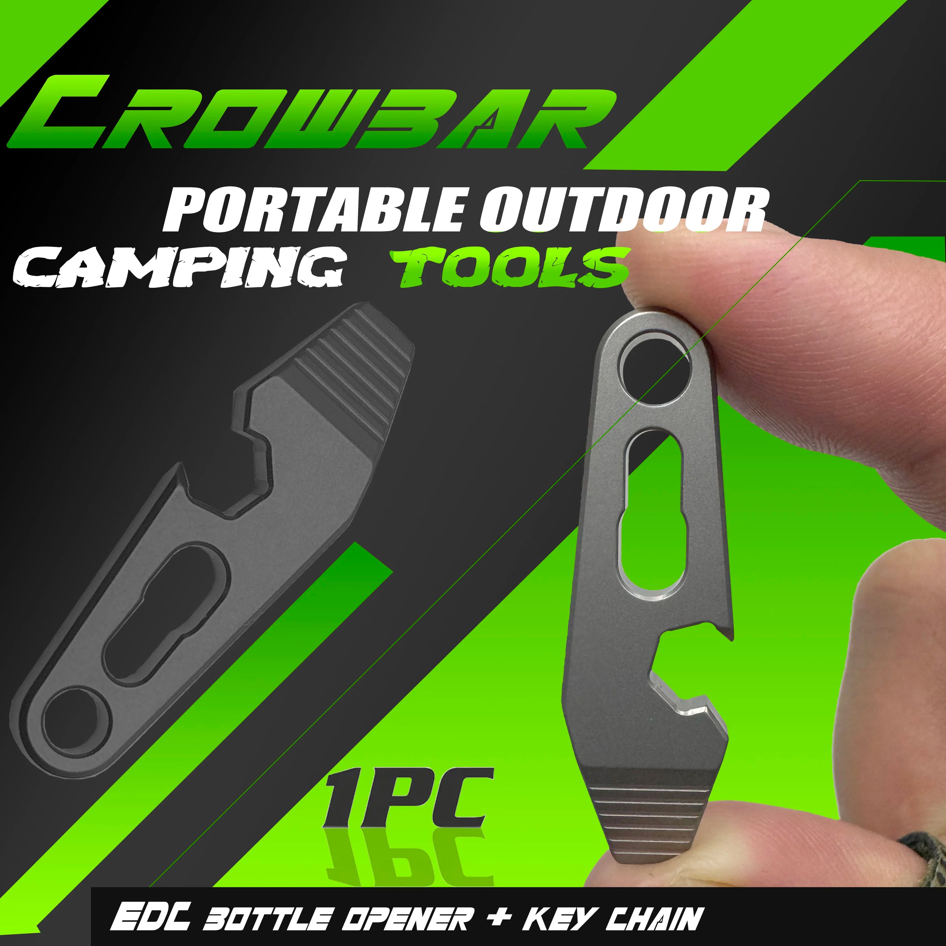 Multi-functional mini TC4 titanium alloy crowbar bottle opener, graduated hexagonal wrench key chain EDC outdoor small tool
