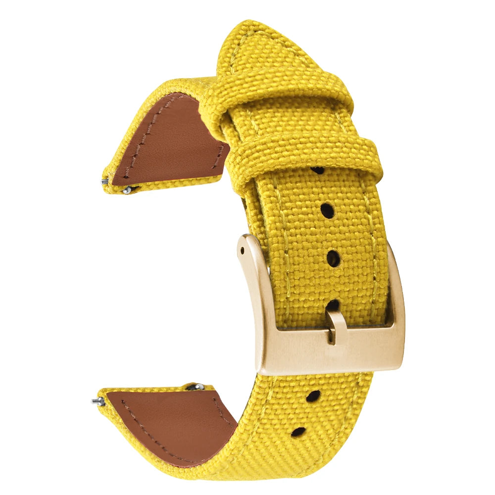 18mm 20mm 22mm Nylon Watch Strap Two-Sided Leather and Sailcloth Watch bands Quick Release Wristbands Sport Belt for Men Women