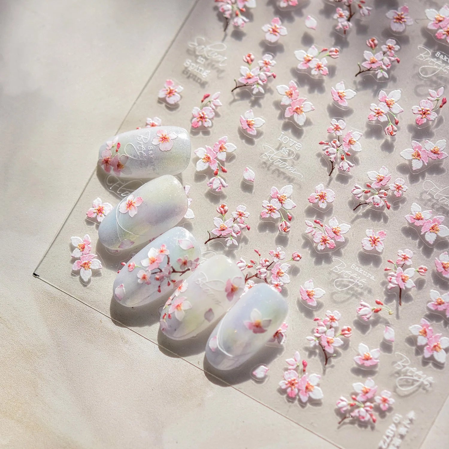 Red Butterfly 5D Nail Sticker Nail Art Decoration Spring Flowers Nail Art Decal Relief Sticker Press on Nails