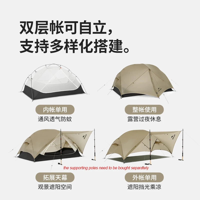 Naturehike Mongar UL Ultralight Camping Tent Double Layer Portable Backpacking Hiking Tent 1-2 Person Tent Outdoor Equipment