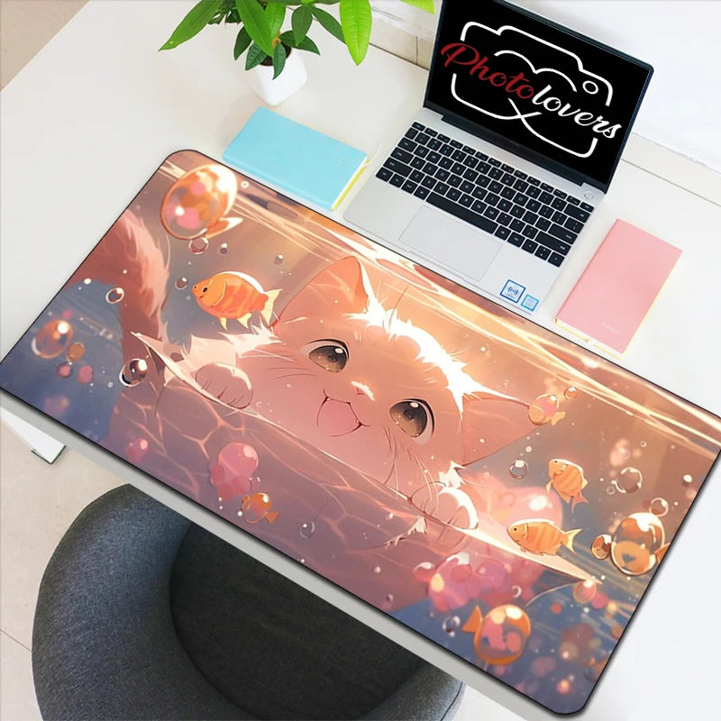 Anime Xxl Mouse Pad Gaming Accessories Cartoon Cat Keyboard Mousepad Gamer Desk Mat Cute Computer Offices Pc Cabinet Kawaii Mice